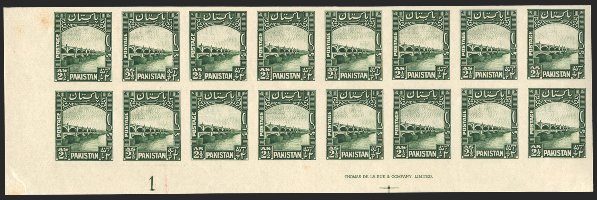 PAKISTAN 1948-56 2½a green 'Lloyds Barrage' Proof, SG30
