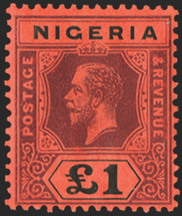 NIGERIA 1914-29 £1 deep purple and black/red, SG12