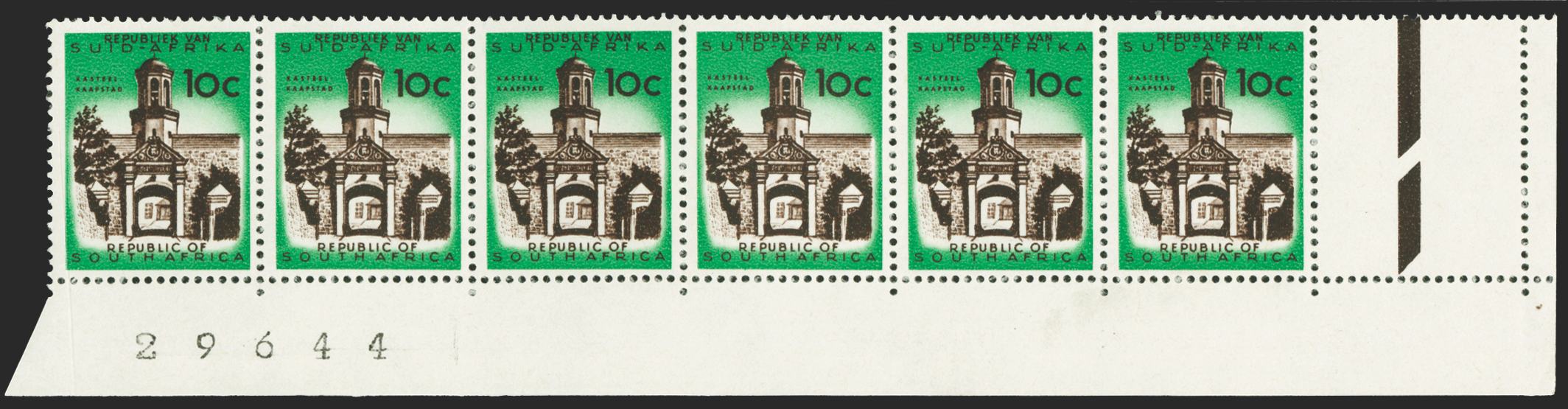 SOUTH AFRICA 1961-63 10c sepia and emerald, SG217a