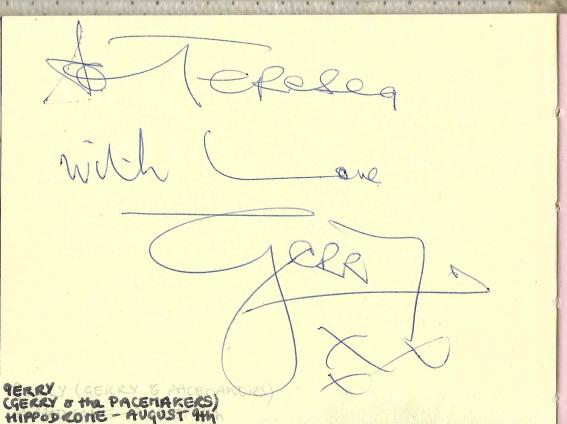 1964 pop music autographs, including Gerry and the Pacemakers