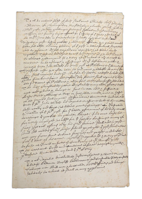 1633 warrant concerning the postmaster of St Albans