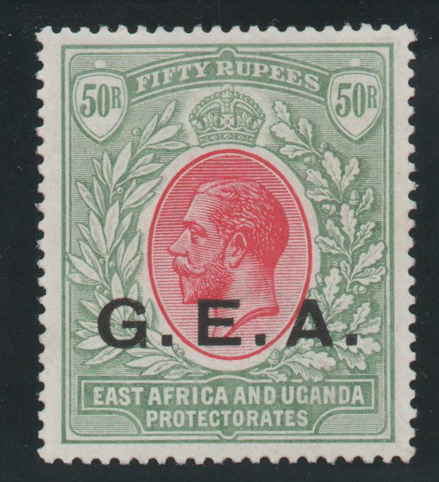 Tanganyika 1917-21 "German East Africa" 50r carmine and green, watermark MCA