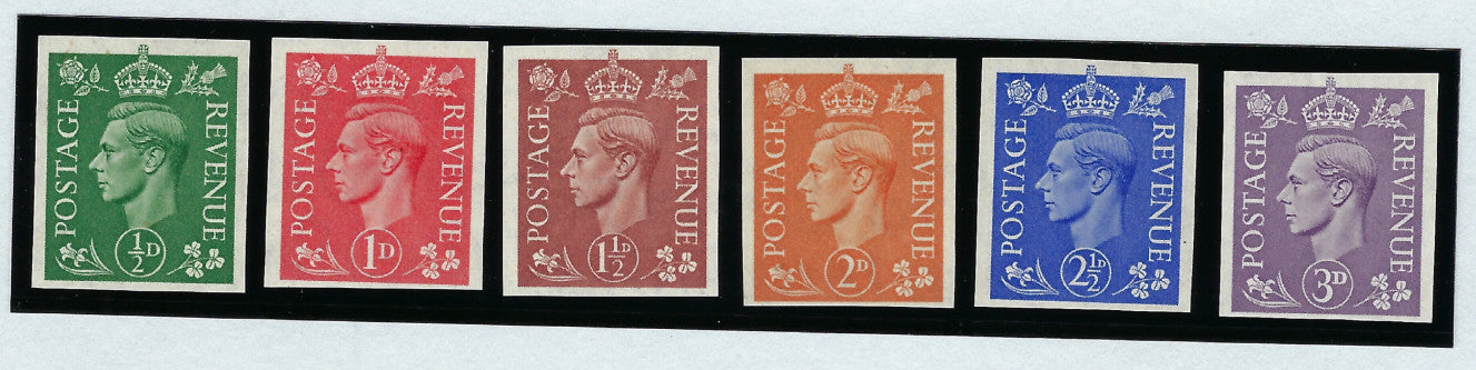 Great Britain 1941 King George VI 1941-42 ½d-3d definitives (pale colours) imprimaturs, SG485/90var