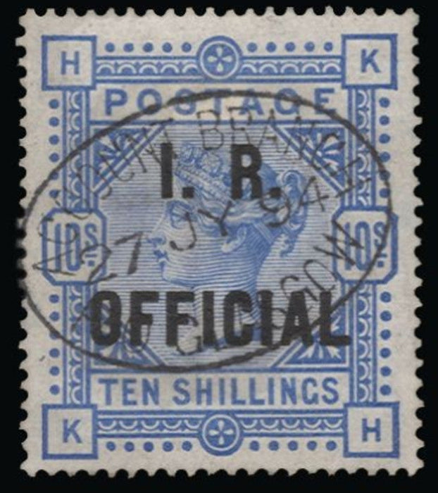 Great Britain 1890 10s ultramarine (I.R. Official), SGO10.