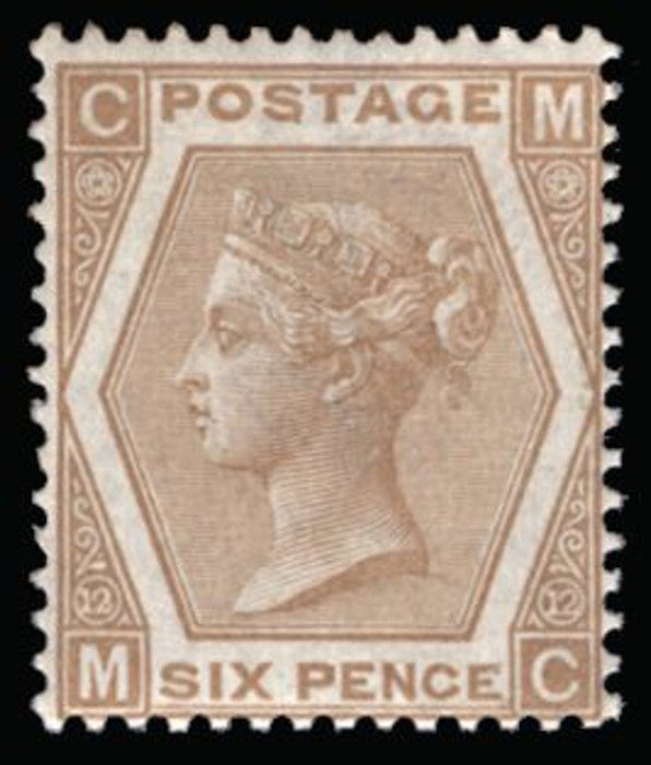 Great Britain 1872 Queen Victoria Surface Printed 6d Pale buff Plate 12, SG123