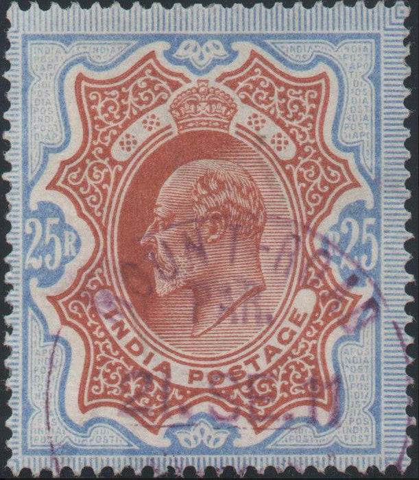 India 1902-11 25r brownish orange and blue