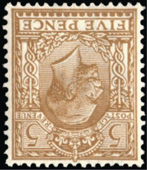 Great Britain 1913 King George V 5d brown (watermark inverted). SG381wi