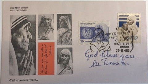 Mother Teresa signed first day Loreto House cover