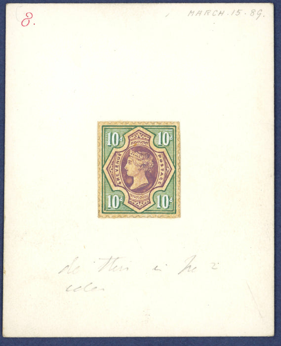 Great Britain 1889 10d "Jubilee" essay, SG210var
