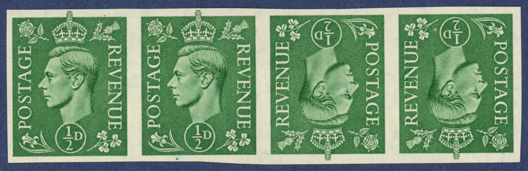 Great Britain 1941 ½d pale green imprimaturs, SG485var