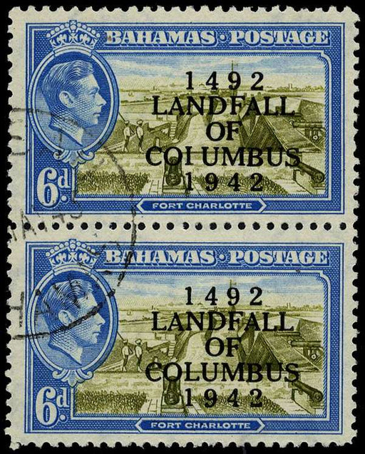 Bahamas 1942 6d olive-green and light blue, SG169a
