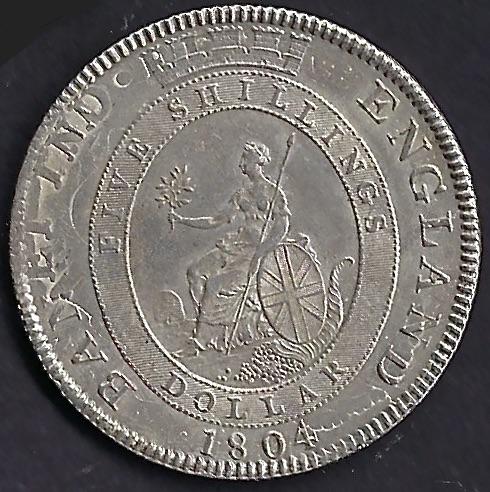 George III AR Baur Dollar on spanish piece of 8 dates 1810. Good extremely fine