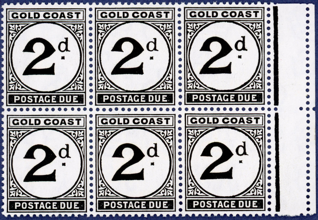 Gold Coast 1951-52 2d black Postage Due error, SGD5/b