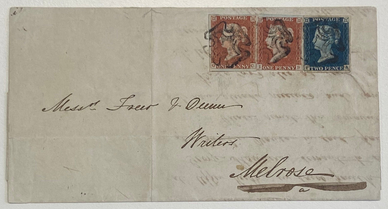 Great Britain 1840 2d blue and 1841 1d red-brown combination cover