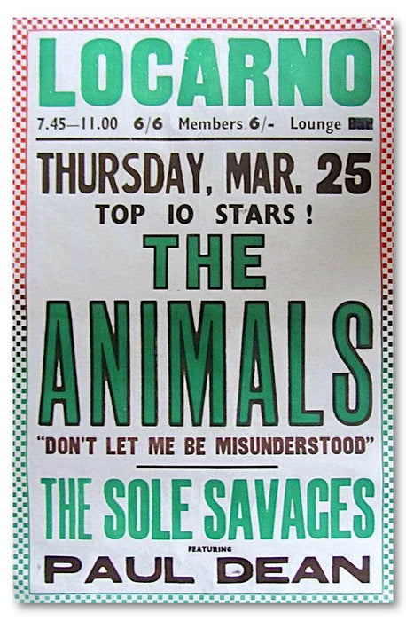 The Animals original 1965 music poster