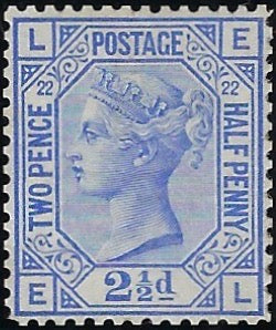 Great Britain 1881 2½d Blue Plate 22 imprimatur, SG157var