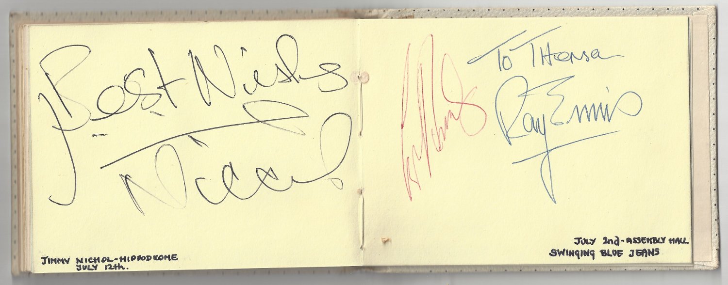 Full set of Rolling Stones autographs from 1964, including Brian Jones