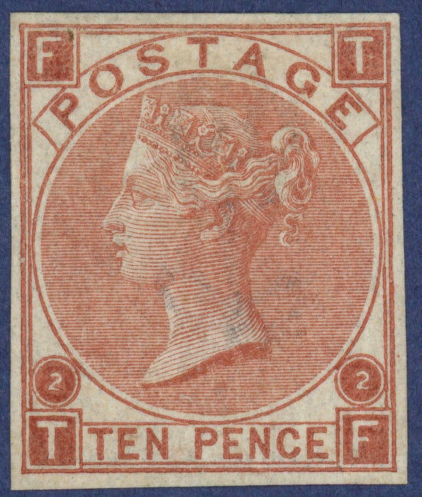 Great Britain 1867 10d pale red brown Plate 2 imprimatur, SG113var