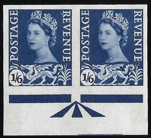 Great Britain 1958 1s6d grey-blue (Wales, Cream paper) imprimaturs, SGW6var