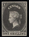 Ceylon 1857-59 1s imperforate plate proof in black on wove. SG10