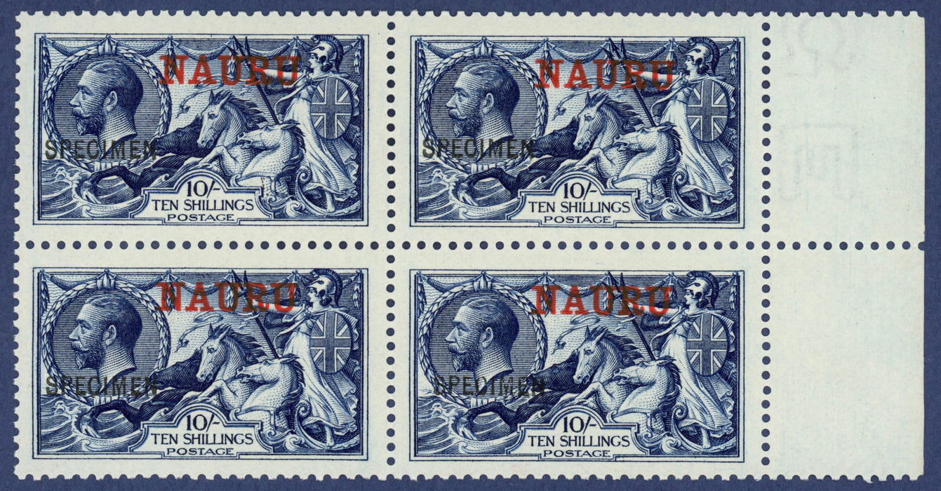 Nauru 1916-23 10s indigo-blue "Seahorses", SG18