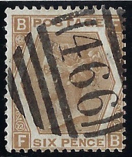 Great Britain 1872 6d chestnut plate 12, SG124