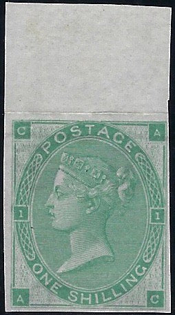 Great Britain 1862 1s green Plate 2 imprimatur, SG89var