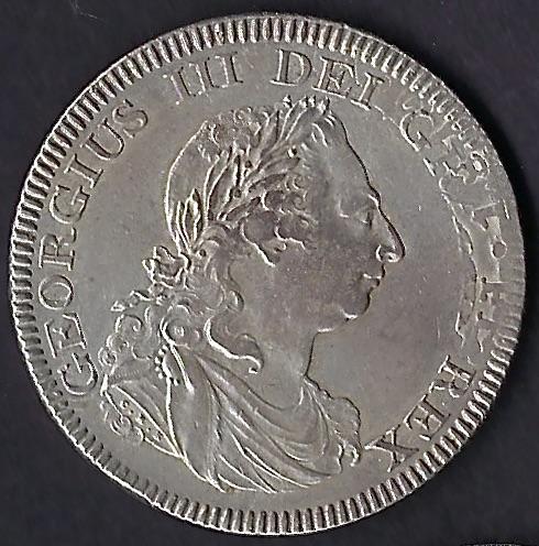 George III AR Baur Dollar on spanish piece of 8 dates 1810. Good extremely fine
