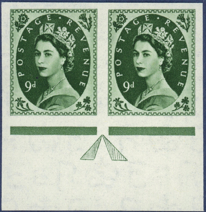 Great Britain 1955 9d bronze-green (watermark St Edward's Crown) imprimaturs, SG551var