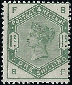 Great Britain 1884 1s dull green, SG196