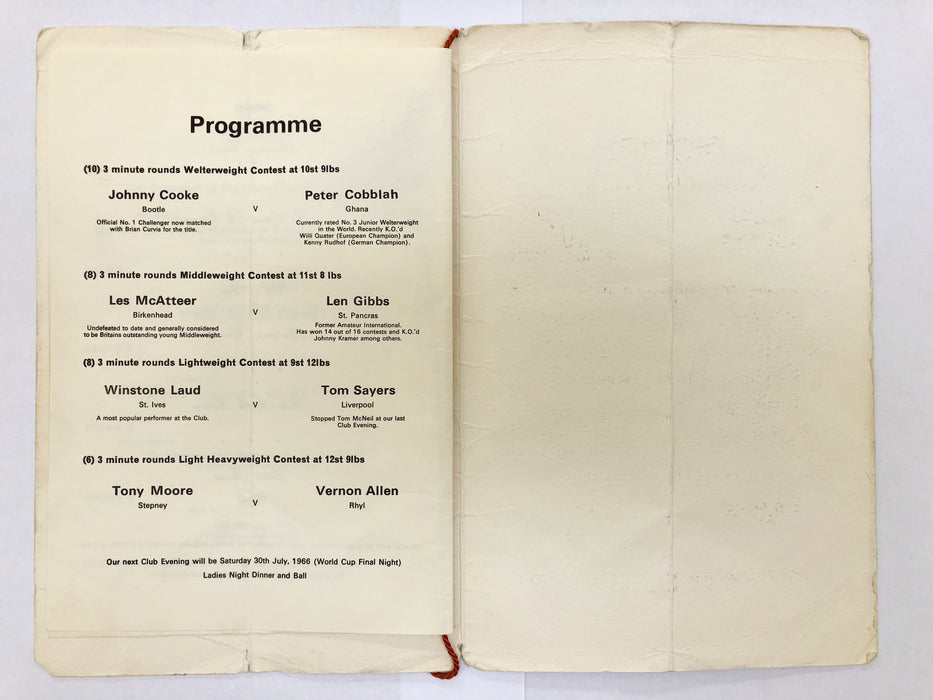 1966 England World Cup Squad Autographed Menu