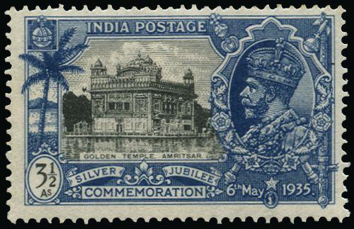 India 1935 Silver Jubilee 3½a black and dull ultramarine SG245a