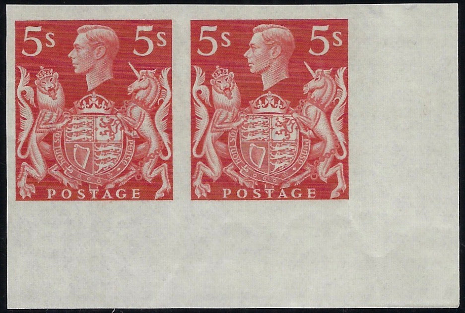 Great Britain 1939 5s Red 'Arms' High Value Imprimaturs, SG477var
