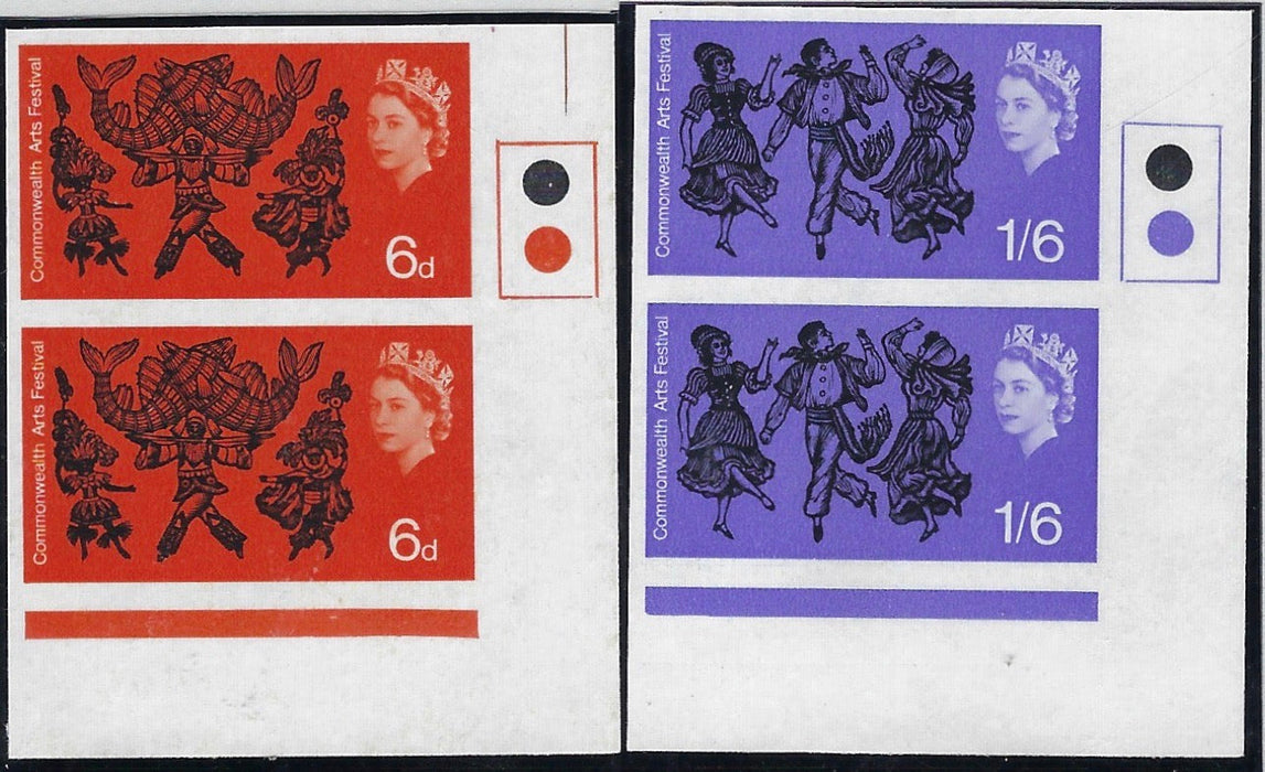 Great Britain 1965 6d-1s6d Commonwealth Arts Festival (Ordinary) imprimaturs, SG699/70var