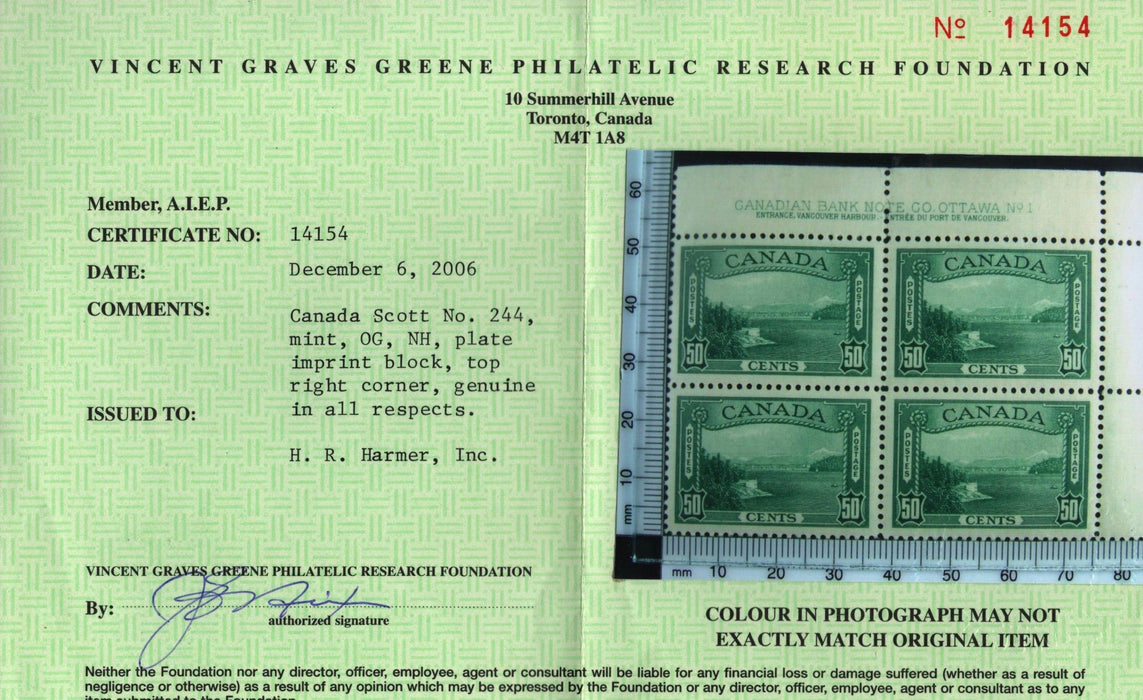 CANADA 1937-38 50c green (UNUSED), SG366