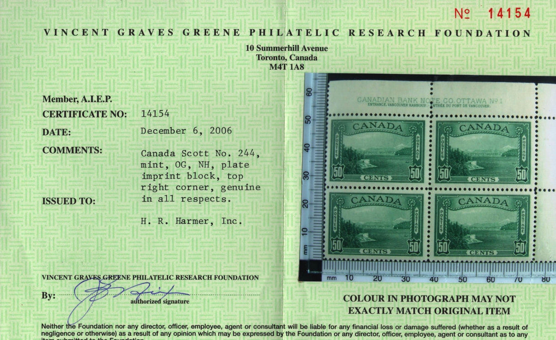 CANADA 1937-38 50c green (UNUSED), SG366