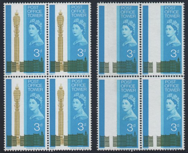 Great Britain 1965 3d. Olive-yellow (Tower) omitted, Unmounted Mint SG679a