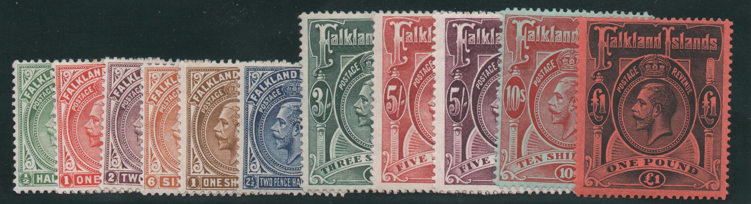 Falkland Islands 1912-20 set of 10, Mint SG60-69