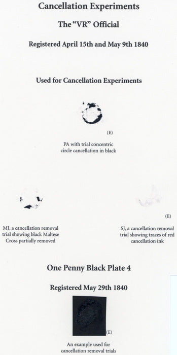 Great Britain 1840 1d black plate 4, the cancellation removal trial of 1840, SG2