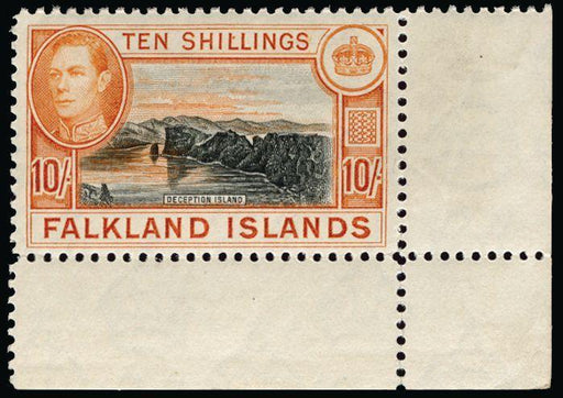 Falkland Islands 1938-50 10s black and orange SG162a