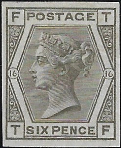 Great Britain 1875 6d grey Plate 16 imprimatur, SG147var
