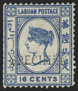 North Borneo Labuan 1879 16c blue Specimen, SG4