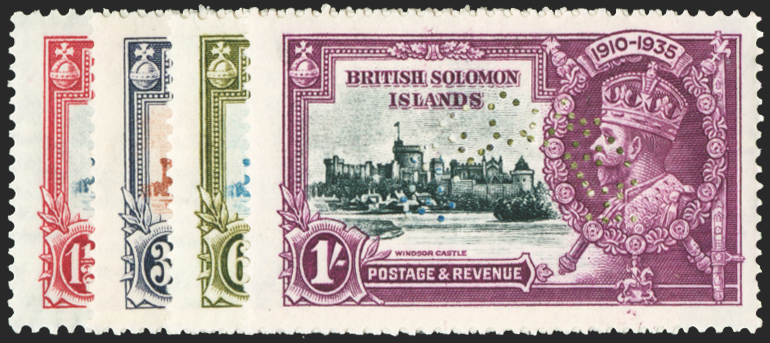 SOLOMON ISLANDS 1935 Silver Jubilee set of 4 to 1s (SPECIMEN), SG53s/6s