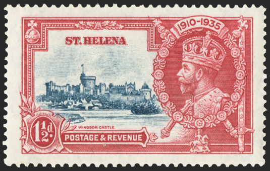 ST HELENA 1935 Silver Jubilee 1½d deep blue and carmine variety, SG124f