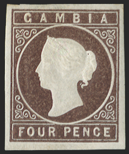 GAMBIA 1869-72 4d brown (deep shade), SG1