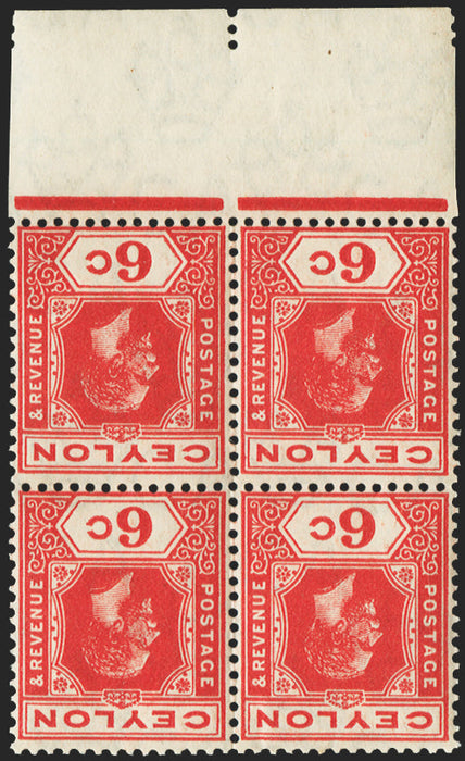CEYLON 1912-25 6c (pale) scarlet variety, SG305w