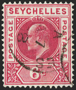 SEYCHELLES 1906 6c carmine variety, SG62a