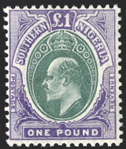 SOUTHERN NIGERIA 1904-09 £1 green and violet, SG32