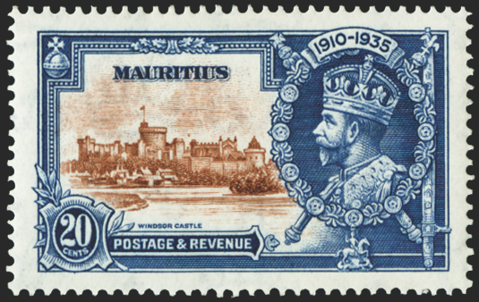MAURITIUS 1935 Silver Jubilee 20c brown and deep blue variety, SG247g