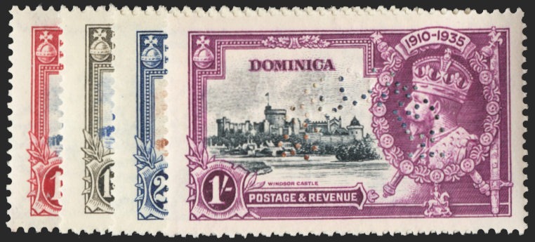 DOMINICA 1935 Silver Jubilee set of 4 to 1s SPECIMEN, SG92s/5s